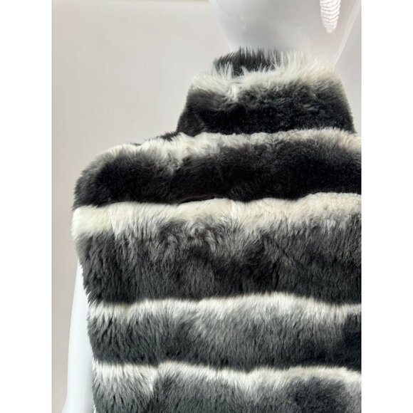 Annabelle New York Faux Fur Vest Black & White Striped Pattern Size Large - Picture 6 of 16